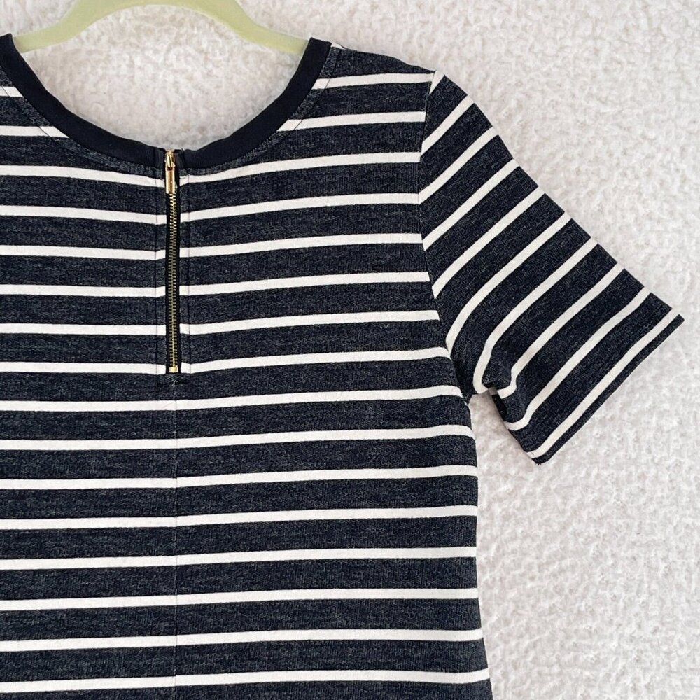 LOFT Dark Gray and White Striped Casual Dress - Picture 13 of 14